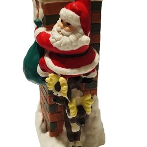 Vintage Santa Up the Chimney Ceramic Matchstick Holder/Vase by Jeffery Snyder